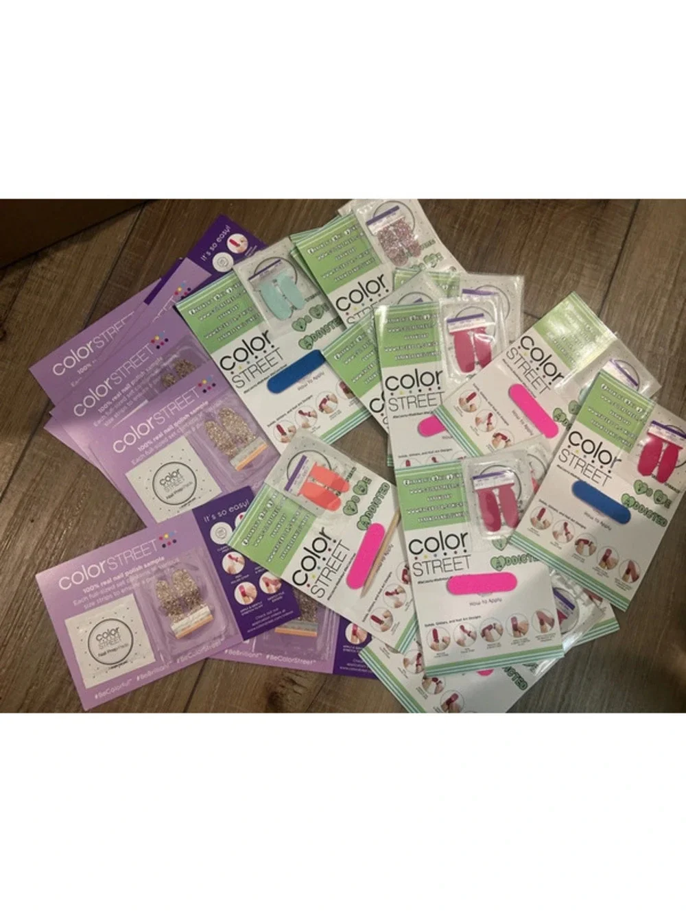 Color Street Sample lot of 20 polish strips & prep pads